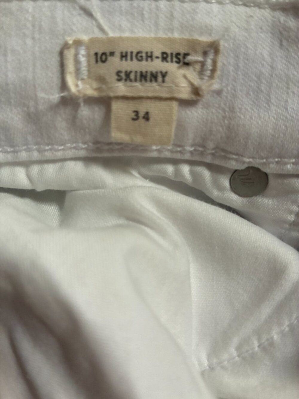Madewell Jeans Womens 34 White High-Rise Skinny Cotton Raw Hem Stretch Casual - Picture 7 of 9